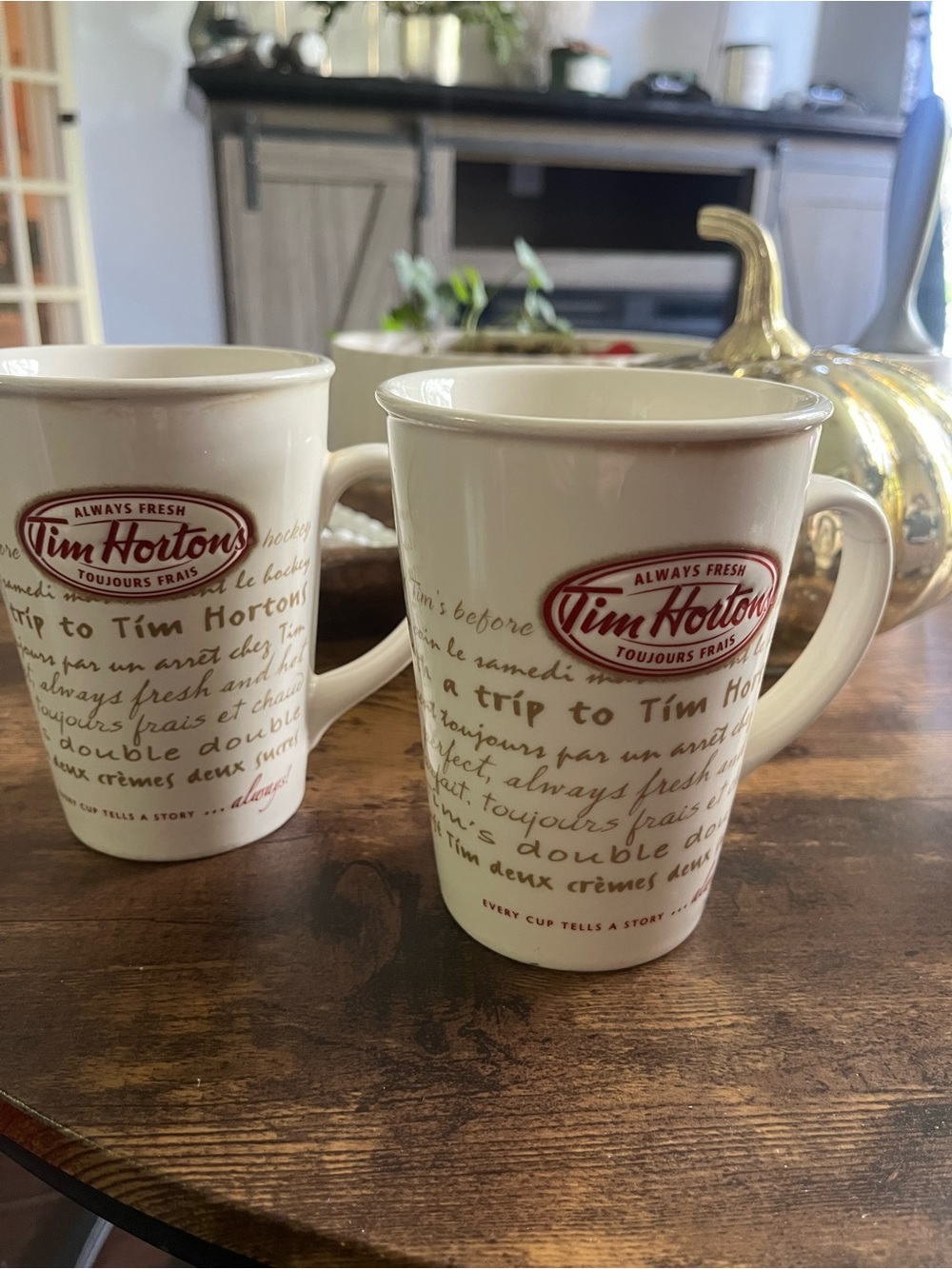 Tims Limited Edition Mugs Cream Ceramic Coffee Mug - White with Red Logo